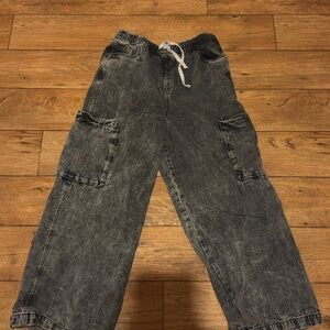 Men's Washed Black Cargo Pants